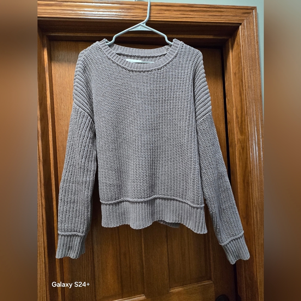 Aeropostale Taupe Crewneck Textured Knit Sweater